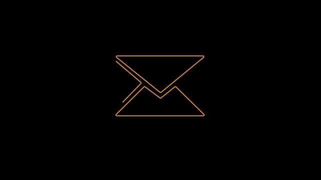 Mail, Envelope animated outline icon on black background. Email and communication 4k video animation for web, mobile and ui.