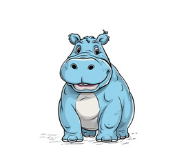 cute hippo isolated on white background , vector illustration design.