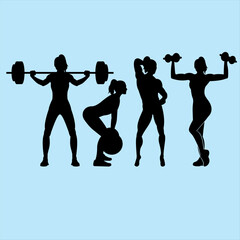Silhouette of Fitness: Dynamic silhouettes capture the essence of a diverse workout routine, embodying strength, health, and the pursuit of physical excellence.