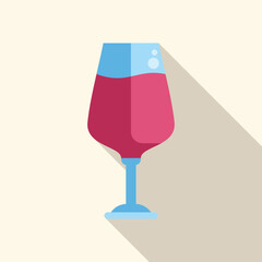 Fototapeta premium Stylish flat design illustration of a glass of red wine, perfect for restaurant menus, wine tasting events, or any design related to wine and beverages