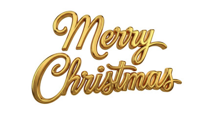 Fototapeta premium AI genereted image 3D Render of Golden Merry Christmas Text: Elegant Shiny Calligraphy Isolated on White Background for Holiday Design 