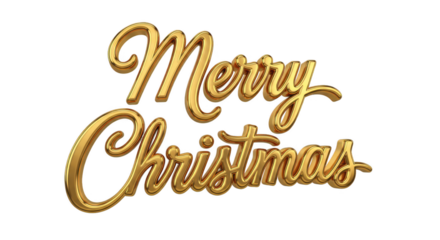 AI genereted image 3D Render of Golden Merry Christmas Text: Elegant Shiny Calligraphy Isolated on White Background for Holiday Design
