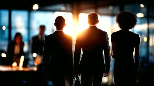 Faceless corporate teamworking colleagues in modern office defocused workspace background with windows collaborative work environment professional teamwork business office atmo