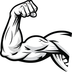 Strong Muscular Arm Fitness Vector