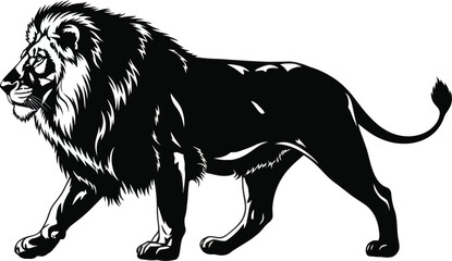 Roaring Lion Side View Vector Illustration