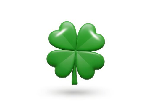 Glossy three dimensional representation of a four leaf clover isolated on white background