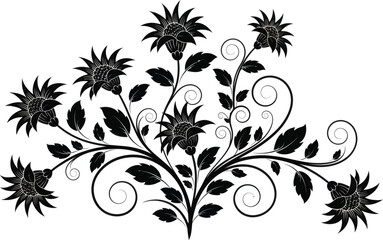 Decorative Floral Branch Ornament Vector Illustration