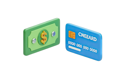 Dollar Bill and Credit Card: Financial Transactions Concept
