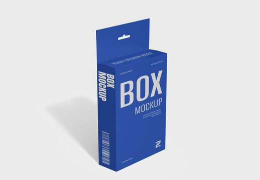 Cardboard Box Mockup with Hang Tab