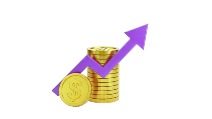 Dollar Coins with Rising Arrow: Financial Growth Concept