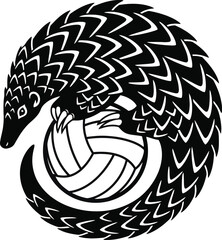 Pangolin Curled Wildlife Vector Illustration