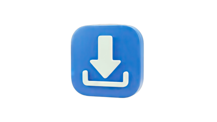 Download Icon on Blue Square: Digital Data Transfer