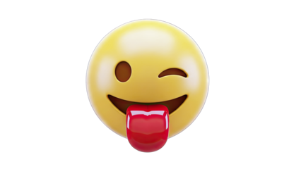 Emoji with Tongue Out and Winking on White Background