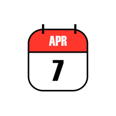 Red and white calendar icon showing April 7 in bold black font, celebrating World Health Day to promote global awareness, equity, and access to healthcare for all