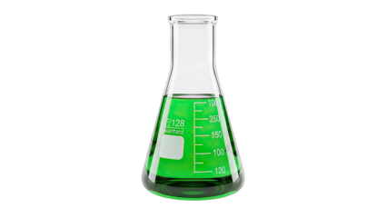 Erlenmeyer Flask with Green Liquid in Laboratory