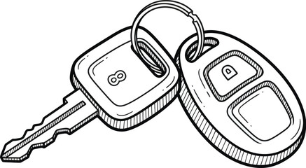Car Keys With Remote Control Vector Illustration