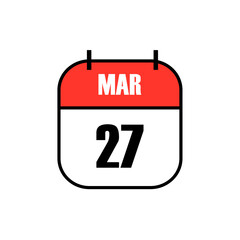Red and white calendar icon showing March 27 in bold black font, celebrating World Theatre Day to honor global performing arts, cultural expression, and dramatic storytelling