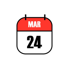 Red and white calendar icon showing March 24 in bold black font, marking World Tuberculosis Day to raise global awareness
