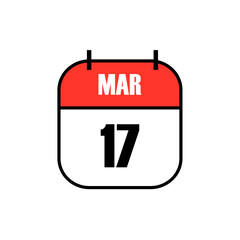 Red and white calendar icon showing March 17 in bold black font, celebrating St. Patrick's Day across Ireland and the global Irish diaspora with festive cultural pride