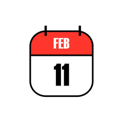 Red and white calendar icon showing February 11 in bold black font, celebrating National Foundation Day in Japan, honoring the founding of the Japanese nation