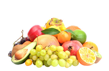 Fresh fruits on white background isolated