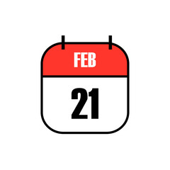 Red and white calendar icon showing February 21 in bold black font, marking International Mother Language Day, celebrating global linguistic and cultural diversity