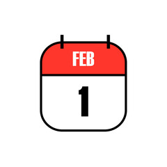 Red and white calendar icon showing February 1 in bold black font, marking World Hijab Day, promoting global awareness, inclusion, and religious understanding
