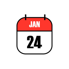 Red and white calendar icon showing January 24 in bold black font, marking National Peanut Butter Day and Unification Day as global cultural and historic holidays