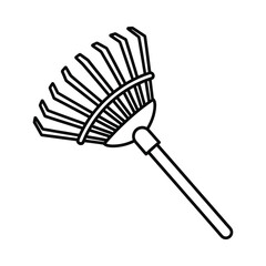Garden Rake Angled Fan Rake Tool Line Art Icon