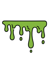 Bright green dripping slime with black outline isolated on a white background