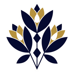 flowers and leaves in symmetrical arrangement 1920s revival style.