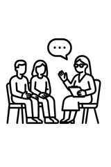 Couple receiving professional counseling from a therapist during a relationship consultation session