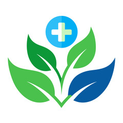 organic leaves with medical symbols