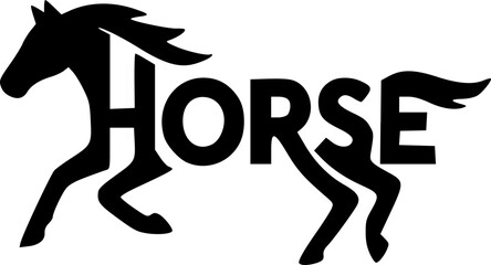 Minimalist HORSE Wordmarks Formed by Letters Morphing Into Running Horse Shapes