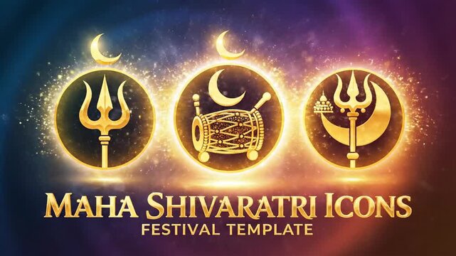 Golden icons of religious symbols for festival celebrations