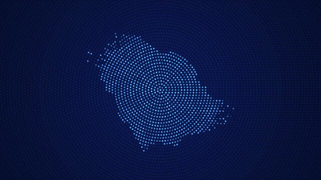 Digital Saudi Arabia Map with Dotted Flicker and Scale Reveal Animation