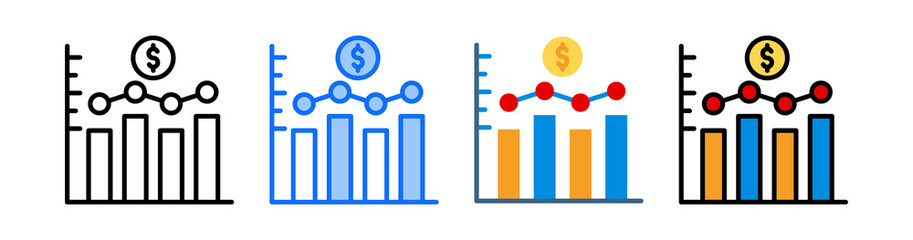 Sales Forecast Icon Collection Set Different Style