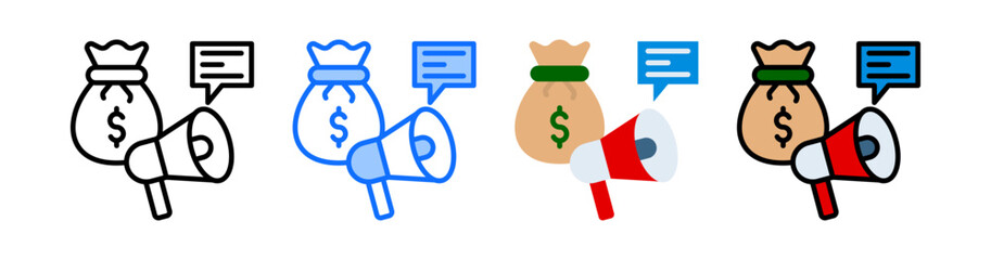 Marketing Budget Icon Collection Set Different Style