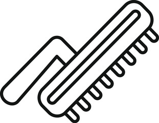 Cleaning brush with handle, simple line art black vector symbol for household purposes