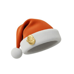 3D Rendered Santa Hats Collection &ndash; Orange Gold Star  Designs for Christmas Holiday Graphics, Ads, and Festive Projects