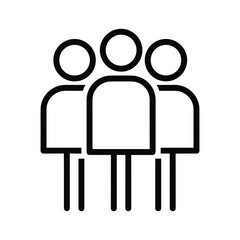 Group of three people icon, team or community symbol, simple outline