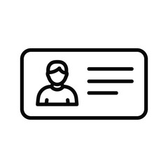 Simple line icon of an identification card or badge with user profile placeholder