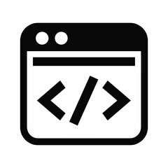 Coding window icon with angle brackets for web development and programming