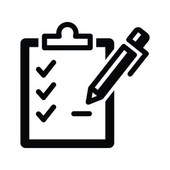 Checklist on clipboard with pen icon