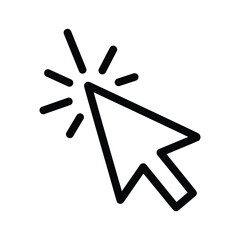 Click cursor icon with sparkle effect outline style