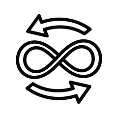 Infinity loop with two opposing arrows, symbol of continuous process