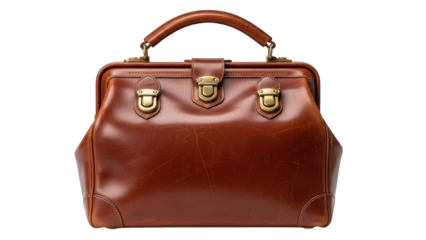 Brown Leather Doctor Bag with Brass Clasps leather bag