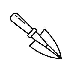 Hand Trowel Shovel Minimal Garden Tool Outline Art
