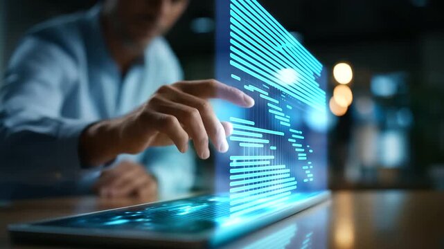 Faceless project manager's hands updating Gantt chart on virtual screen defocused modern office background planning timeline visualization project scheduling interface