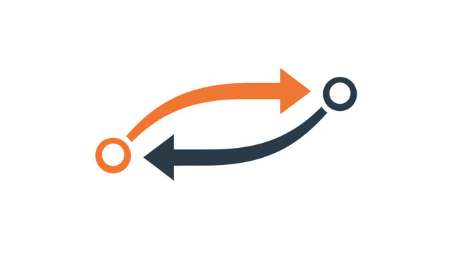 Two curved arrows showing exchange, transfer, or feedback process